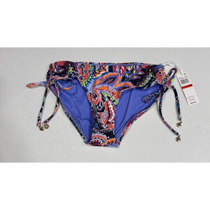 Anne Cole Floral Paisley Alex Side Tie Bikini Bottom Swimwear Size XS Beach Pool